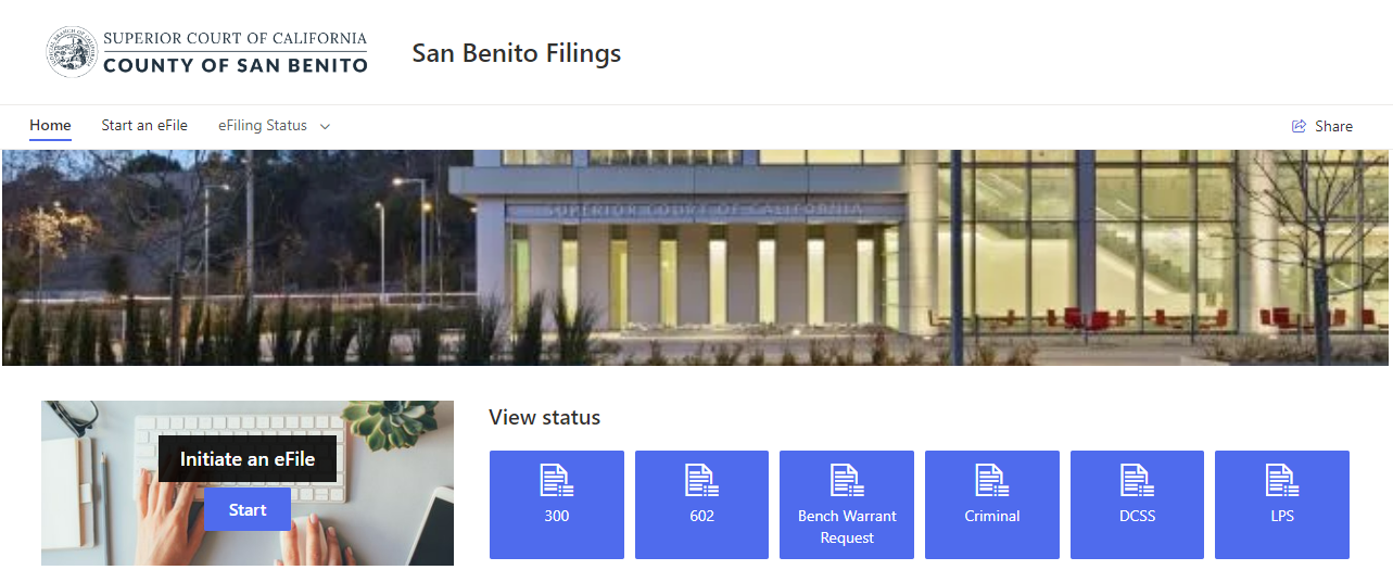 Criminal eFiling Superior Court of California County of San Benito
