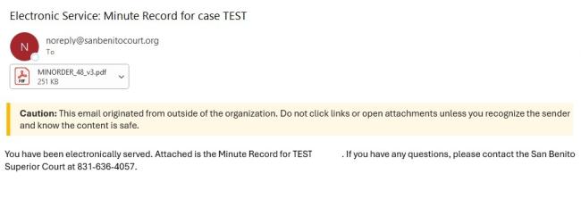 Image of eService Test email