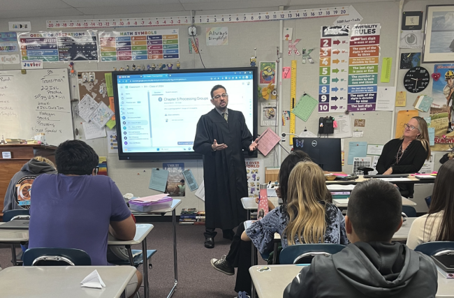Judge Palacios in the classroom